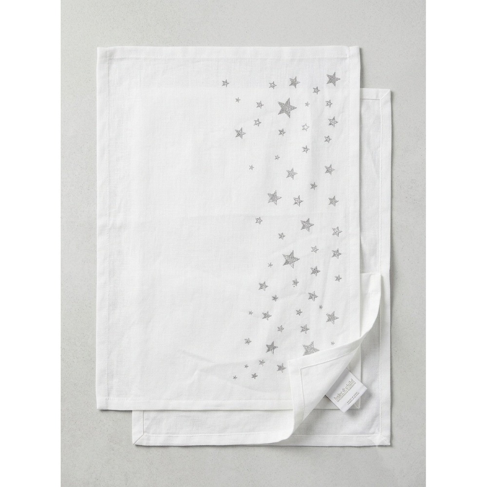 Restoration Hardware RH Baby & Child White Silver Metallic Embroidered Star Sham - Picture 2 of 6